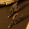 French Earrings Niche Heavy Industry Alloy Inlaid With Diamonds Oriental Luxury Light Vintage Swan Style Antique High-end Feel