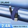 2.4A Type C Data Cable Fast Charging Cord Nylon Braided USB C Charger Wire for 16 15 Pro Max Smasung Huawei Line