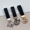 Personalize Name Number Suede Leather Car Keychain Business Gift Laser Custom Logo Leather Bag Keyring Men Women Key Chain Ring