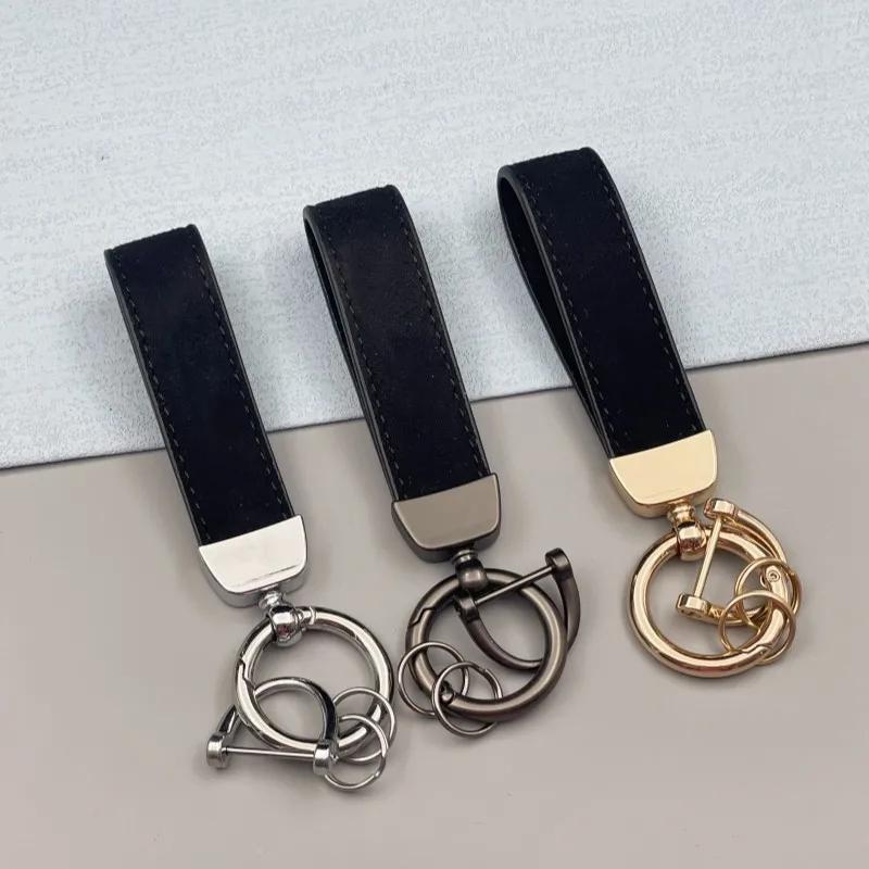Personalize Name Number Suede Leather Car Keychain Business Gift Laser Custom Logo Leather Bag Keyring Men Women Key Chain Ring