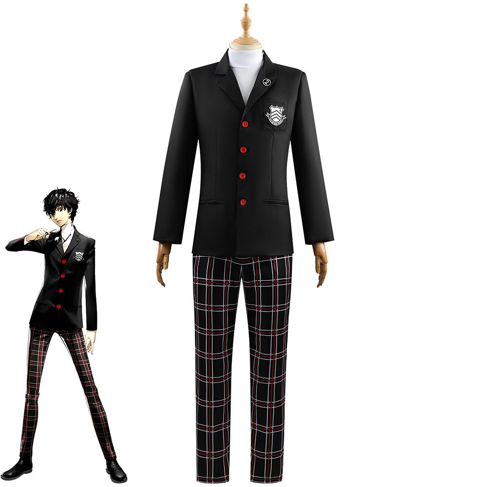 Game Persona 5 Ren Amamiya Akira Kurusu Kostum Cosplay Men's School Uniform Unisex Halloween Suit Coat Party Black Uniform Set