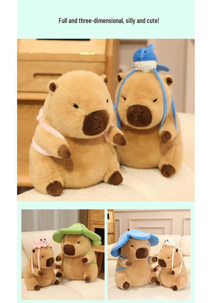 Capybara Plush Toy Hat Backpack - Adorable Gift for Girls