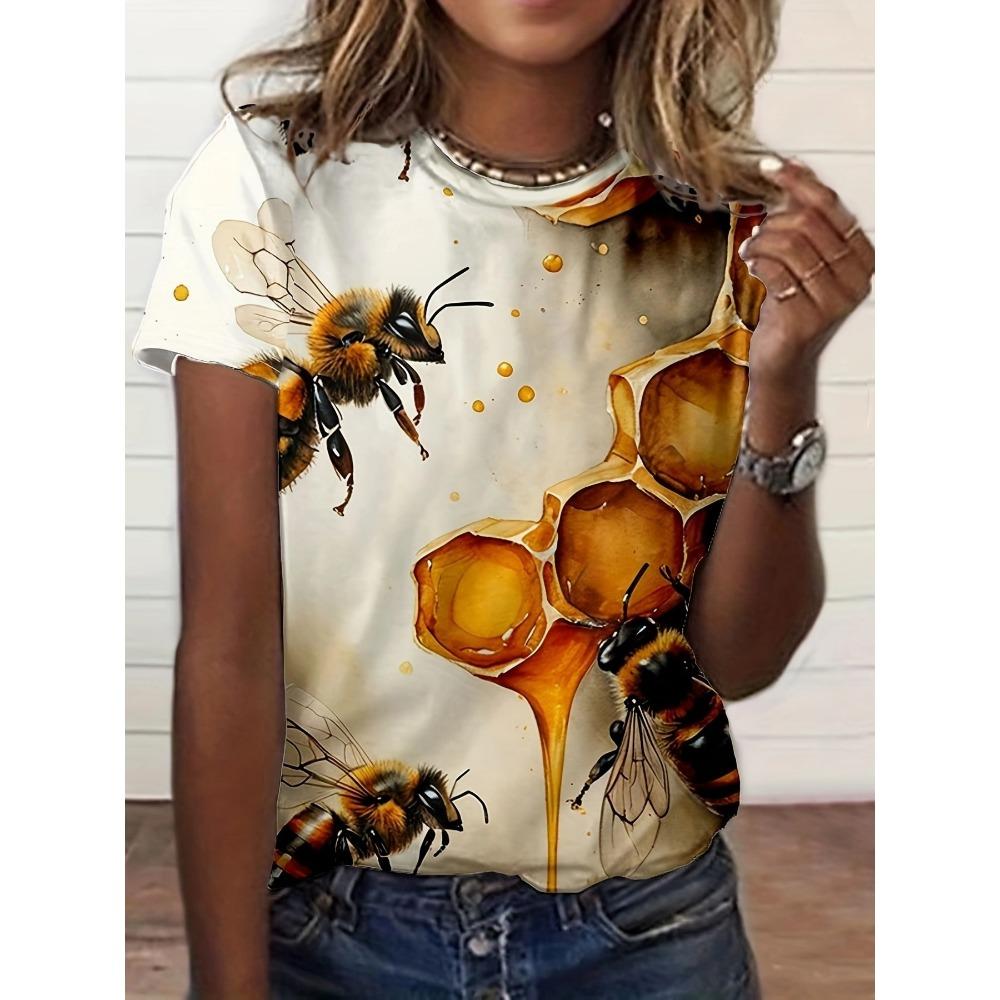 Summer Fashion Peacock Flower 3D Print T-Shirts Women Casual Short Sleeve Streetwear Round Neck