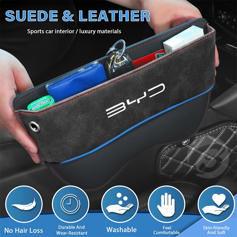 Universal Suede Seat Side Storage Pocket for BYD Atto 3 Han EV Dolphin Song PRO Max Tang DM Yuan Dolphin E2 Qin PLUS Accessories