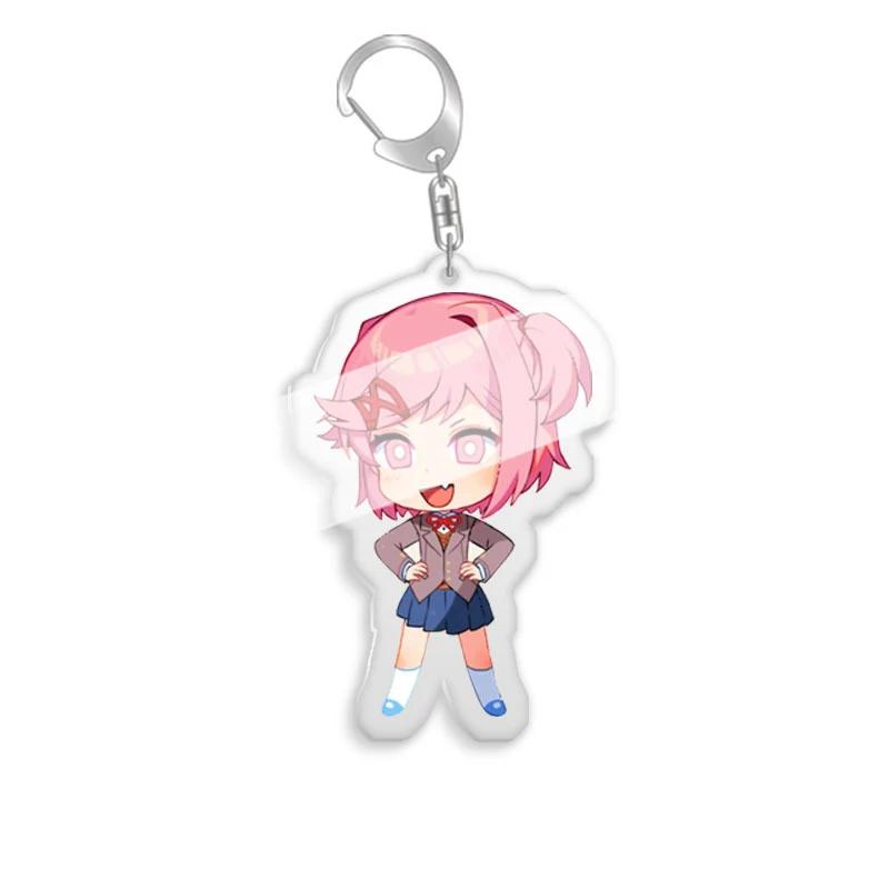 

Cute Girls Keychains Anime Acrylic Cartoon Figure Key Chain Metal Holder Key Ring Pendant Jewelry Gift Cosplay Bag Accessories 55mm