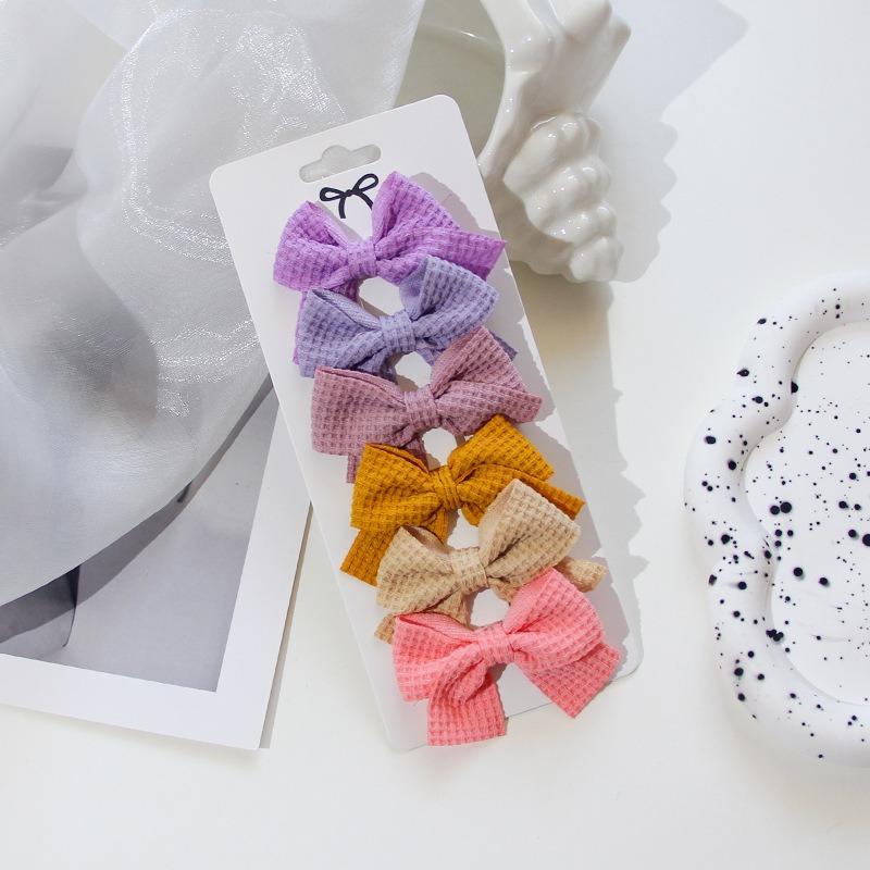 10Pcs/Set Solid Color Ribbon Kids Bows Hair Clips Baby Girls Handmade Bowknot Hairpin MiNi Barrettes Hair Tie Accessories