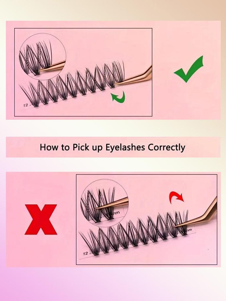 Schwarze getuftete Wimpern 60D+80D+100D, 15 Reihen mit 290 Bündeln, CC/D/DD Heißschmelz-Nerz-ähnliche Wimpern, gemischte Länge von 12-20mm.