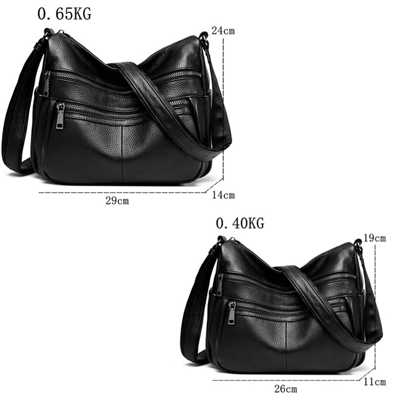 Women Soft Genuine Leather Shoulder Crossbody Bag Solid Cow Leather Handbag High Capacity Messenger Bags Female Purse LadiesTote