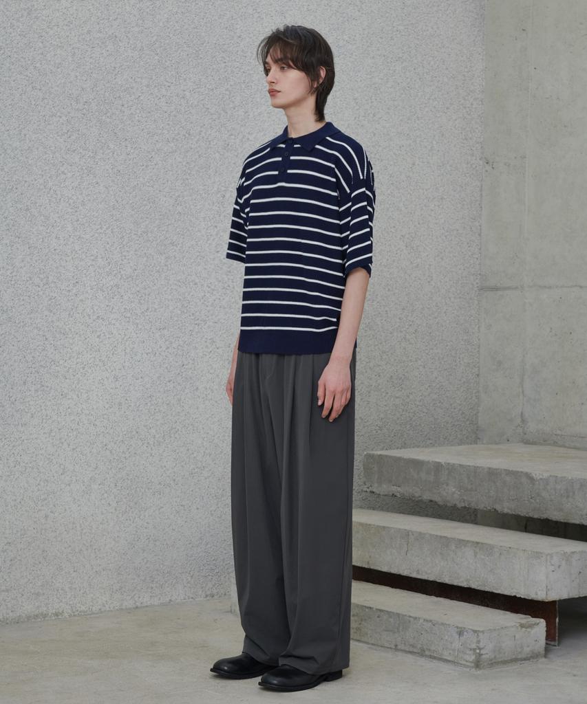 GLW Striped Collar Half Knit Navy