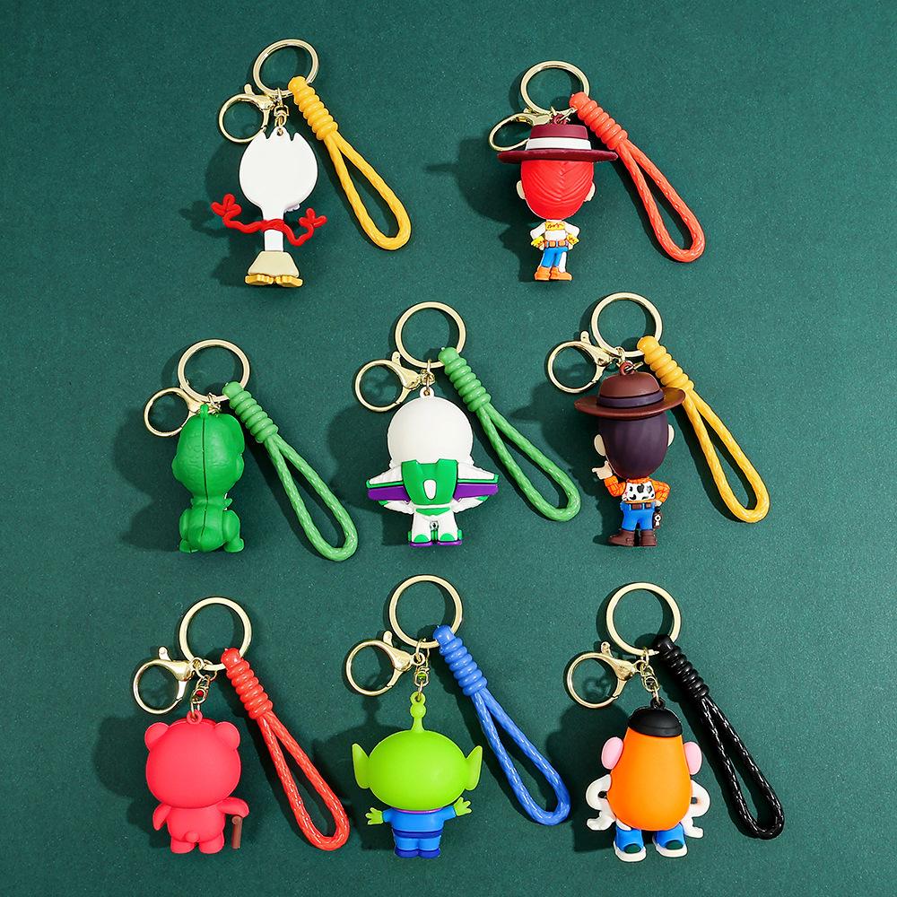 Figure Keyring Woody Buzz Lightyear Jessie Doll Pendant Car Keychain Birthday Christmas Gift for Girls Kids