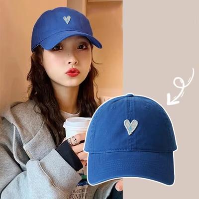 Korean Love Heart Embroidery Women Baseball Cap Candy Colors Curved Brim Cotton Peaked Hat Female Girls Outdoor Sunshade Hats