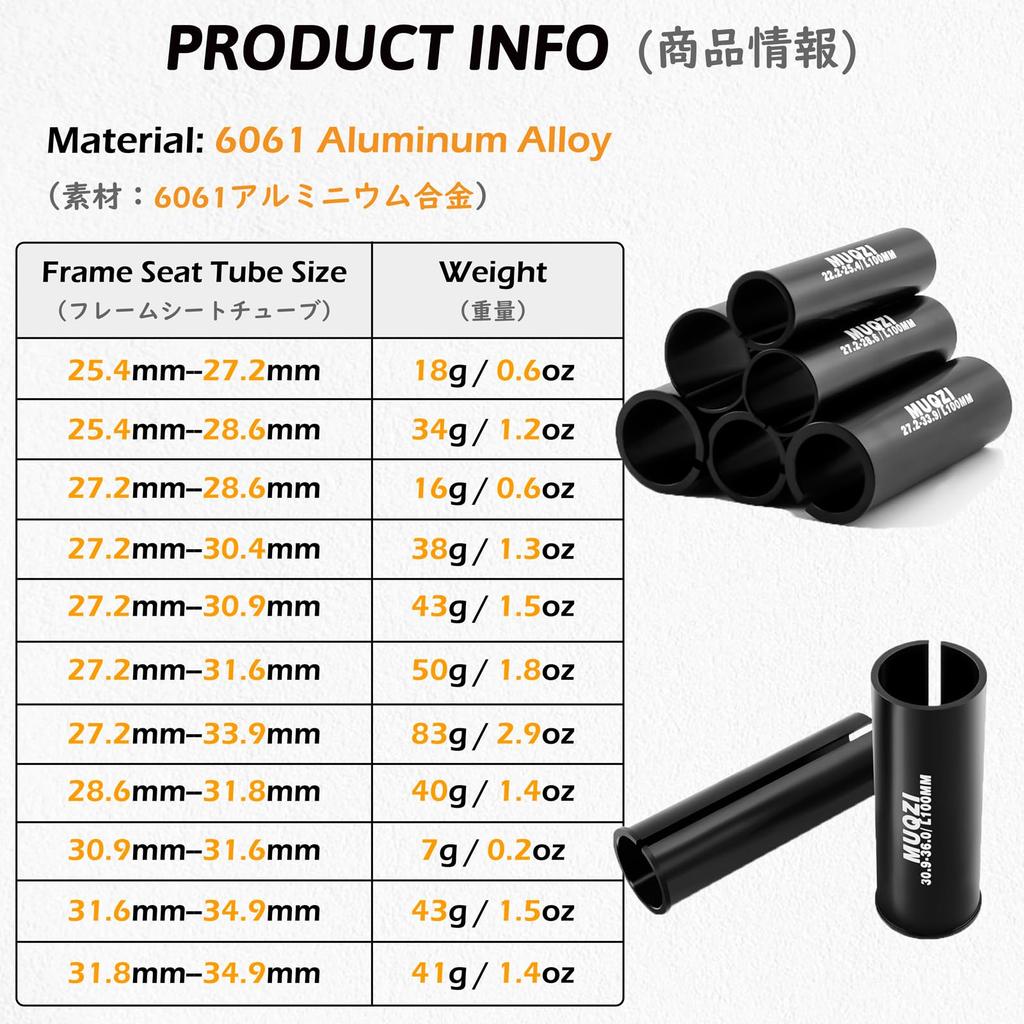 TRIWONDER Seatpost Shim Adapter Universal Bicycle Seatpost Sleeve Seatpost Shim