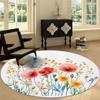 Modern Cartoon Letter Texture Print Round Area Rug,White Washable Carpet Runner - Non Slip Circle Rug Carpet Absorbent Mat for