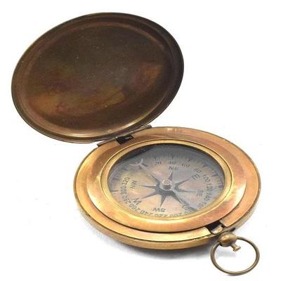3 Zoll handgefertigter Messing-Kompass mit Druckknopf, Stanley London Richtungskompass, Messing-Taschenkompass, bestes Geschenk für Freunde und Familie