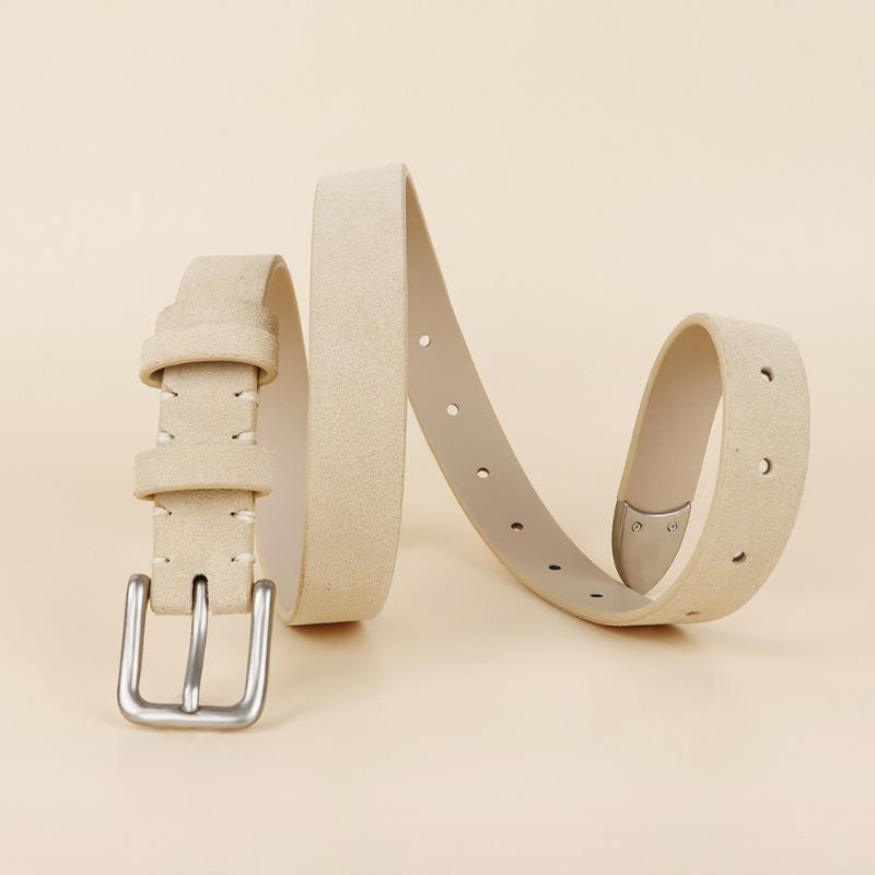 Нишевый кожаный ремень - женский винтажный потертый премиальный матовый нубук из коровьей кожи минималистичный ремень абрикосовый