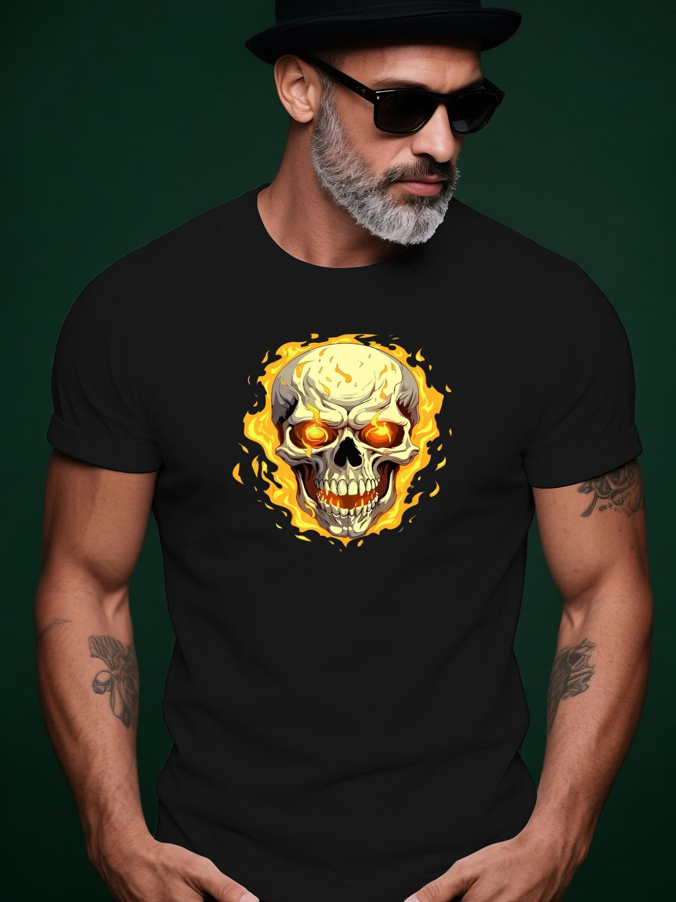 Skull Graphic Casual Tshirt - Summer Short Sleeve Round N... XXL