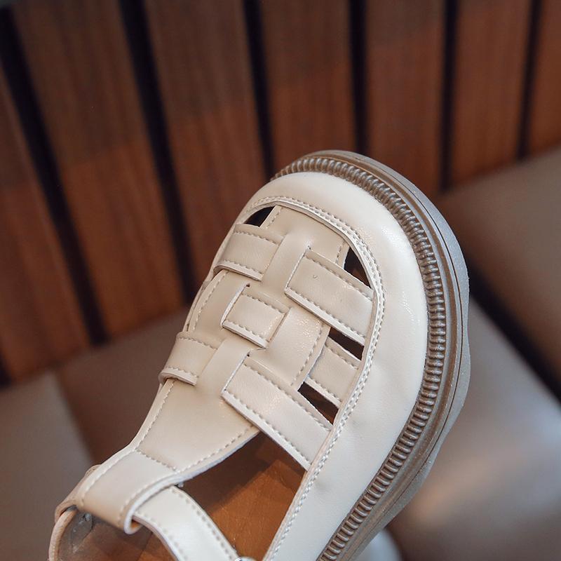 Girls' Baotou Sandals Summer New Children's Shoes Roman Shoes with Hollow Leather Shoes for Adults and Girls