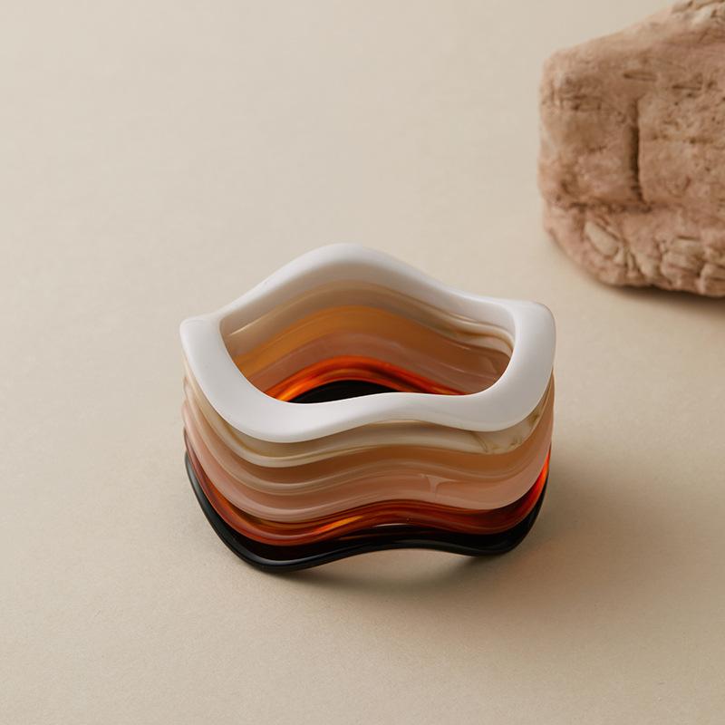 Bohemian Acrylic Bangle Geometric Hip Hop Irregular Wide Bracelet Europe American Style Exaggerated Retro Hand Ring Women