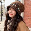 Tie Dyed Tassel Pile Hat for Women New Retro Beaded Face Showing Small Knitted Hat  Versatile Pullover Cold Hat Trend