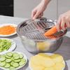 3-Piece Stainless Steel Multifunctional Strainer and Mixing Bowl for Washing and Slicing Fruits Vegetables Essential for Kitchen