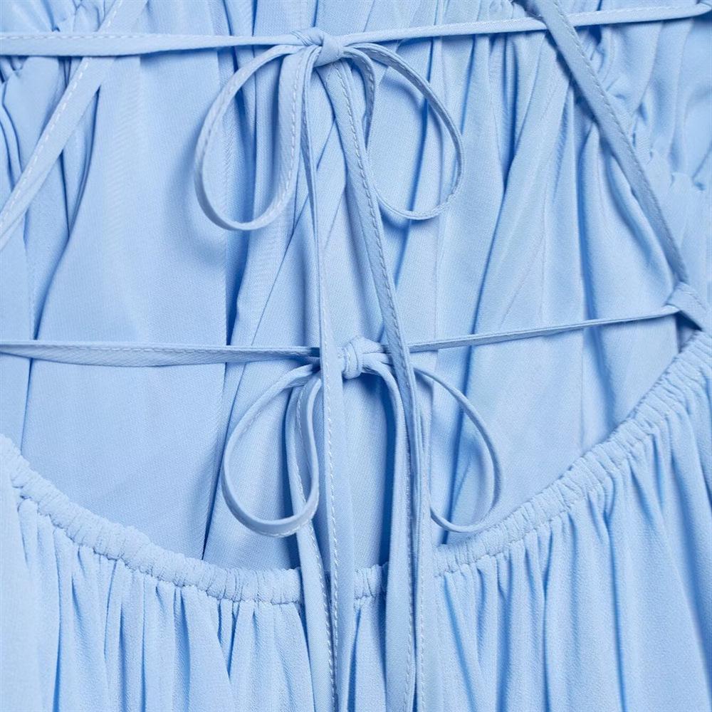 2025 Spring/Summer Women's Sweet Backless V-Neck Spaghetti Strap Swing Dress