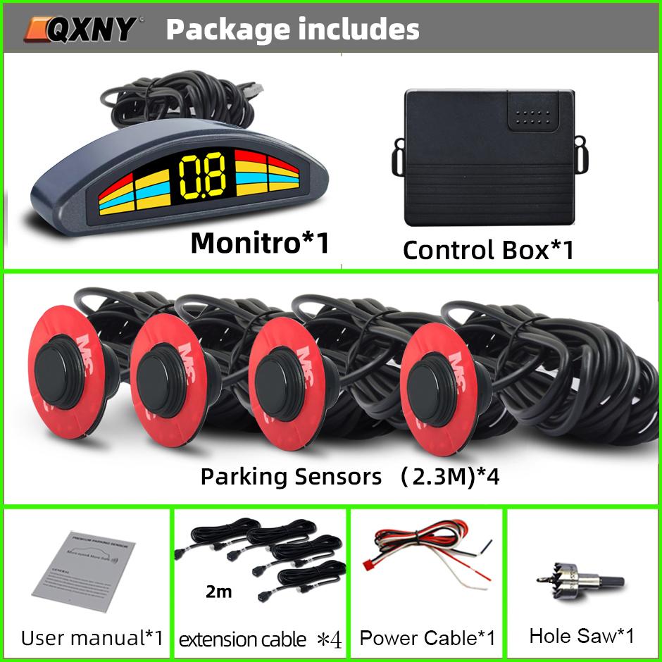

Professional Front Parking Sensor Kit Prefix Concealed built-in flat Parktronic Assistant System Buzzer Alarm Not Backup Radar чёрный