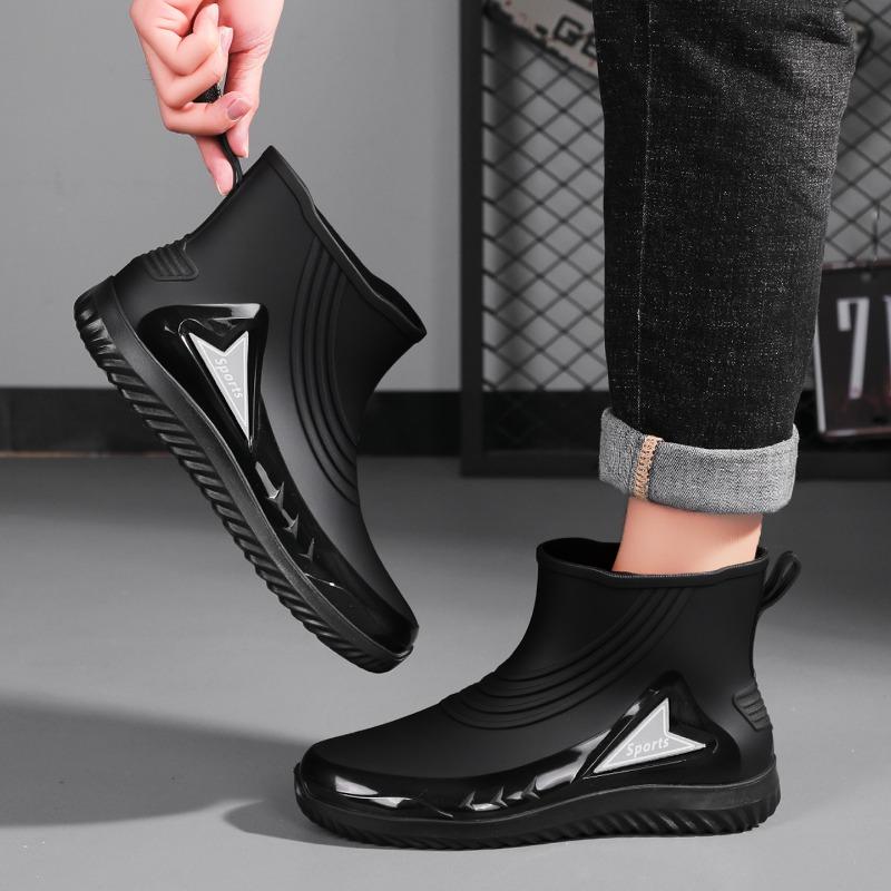 Rain shoes men's rainproof pull rope bundle waterproof shoes non-slip flat rain boots fleece overshoes work light men