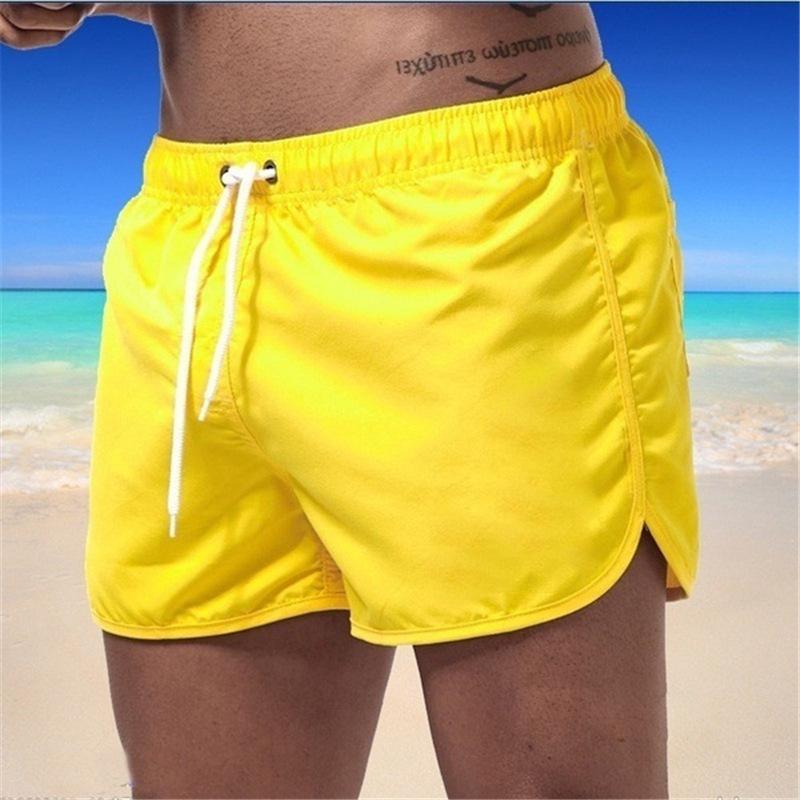 Men's Quick-Dry Summer Beach Shorts: Solid Color, Loose Fit with Drawstring