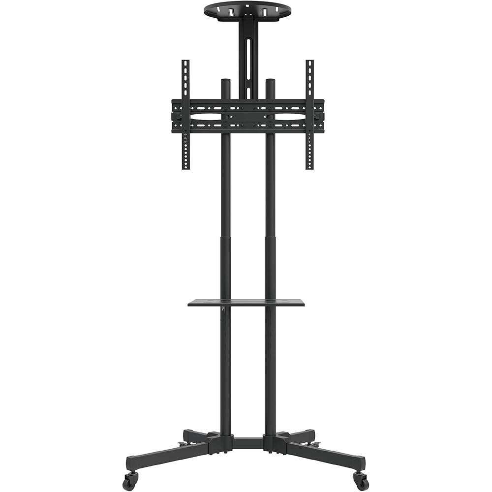 JAPANNEXT Large TV Stand for 32-65 inch LCD Monitors JN-3275-JRSA - Mobile with Casters, Shelf, Height Adjustable