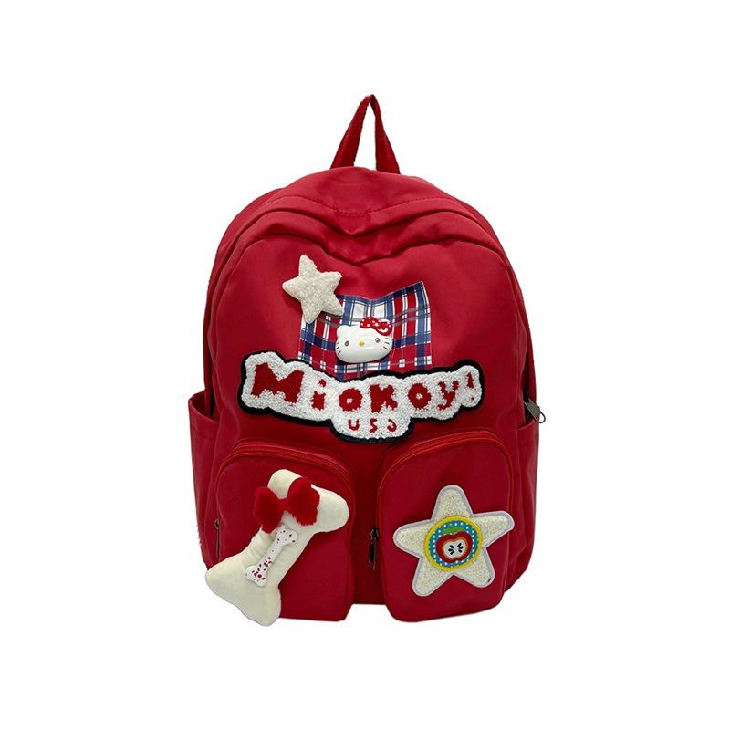 New Versatile Elementary School Backpack Women's Red Cute Cat Soft Girl Student Backpack Niche Star School Bag