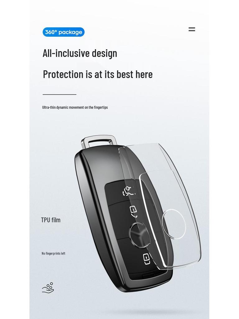 Aluminum Alloy Car Key Case for Mercedes-Benz E-Class, S-Class, C260L, E200 - Full Wrap Key Cover