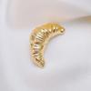 Trendy Gold Plated Croissant Brooches for Men Women Couples Unique Vintage Zircon Food Pins Statement Accessories for Parties