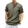 Men'S Casual Short Sleeved Stand Up Collar Fashionable Shirt Top