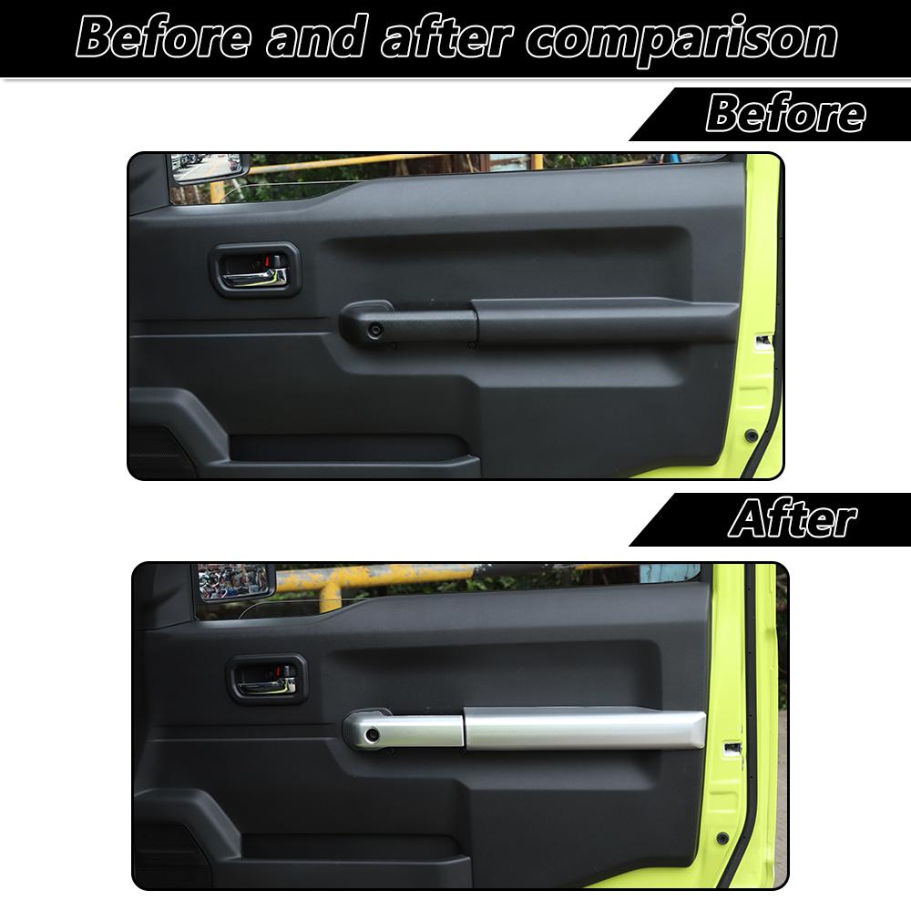 Autotür Innere Armlehne Griffe Dekoration Abdeckung Panel für Suzuki Jimny 2019 UP Innen Zubehör ABS Carbon Faser Rot Silber