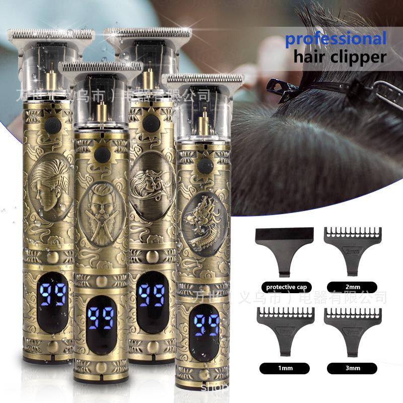 T9 LCD Display USB Rechargeable Electric Hair Clipper - Professional Carving and Trimming Tool
