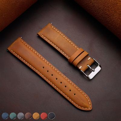 Echtes Rindsleder Uhrenarmband 18mm 20mm 22mm 24mm Handgefertigtes Retro-Armband mit Metallschnallen für Herren Damen Schnellverschluss-Gürtel