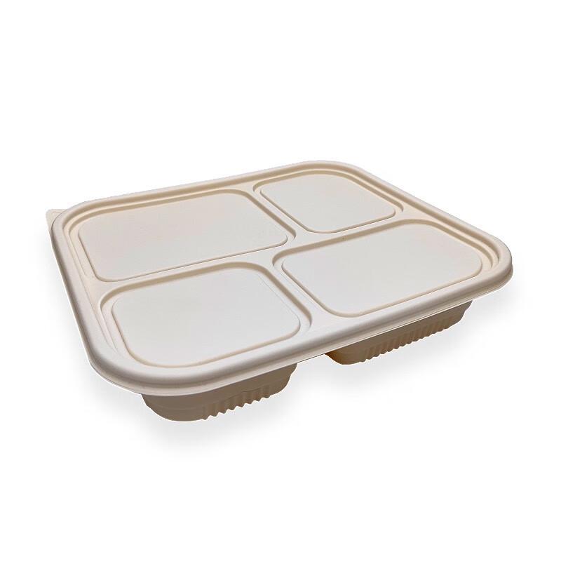 Dalv NWEH-31 Disposable 4-Compartment Eco-Friendly Food Containers with Lids