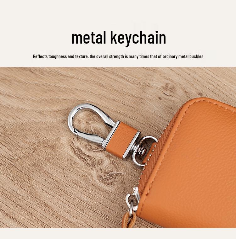 Portachiavi in Vera Pelle di Mucca, Custodia Multifunzionale per Chiavi Auto e Carte di Accesso