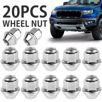 20 vnt. ratų veržlės Ford ratams M12x1.5 19 mm šešiakampės ratų veržlės 60 laipsnių kūgis Anglies plieno dengtos veržlės Pakeitimas OEM 1678260