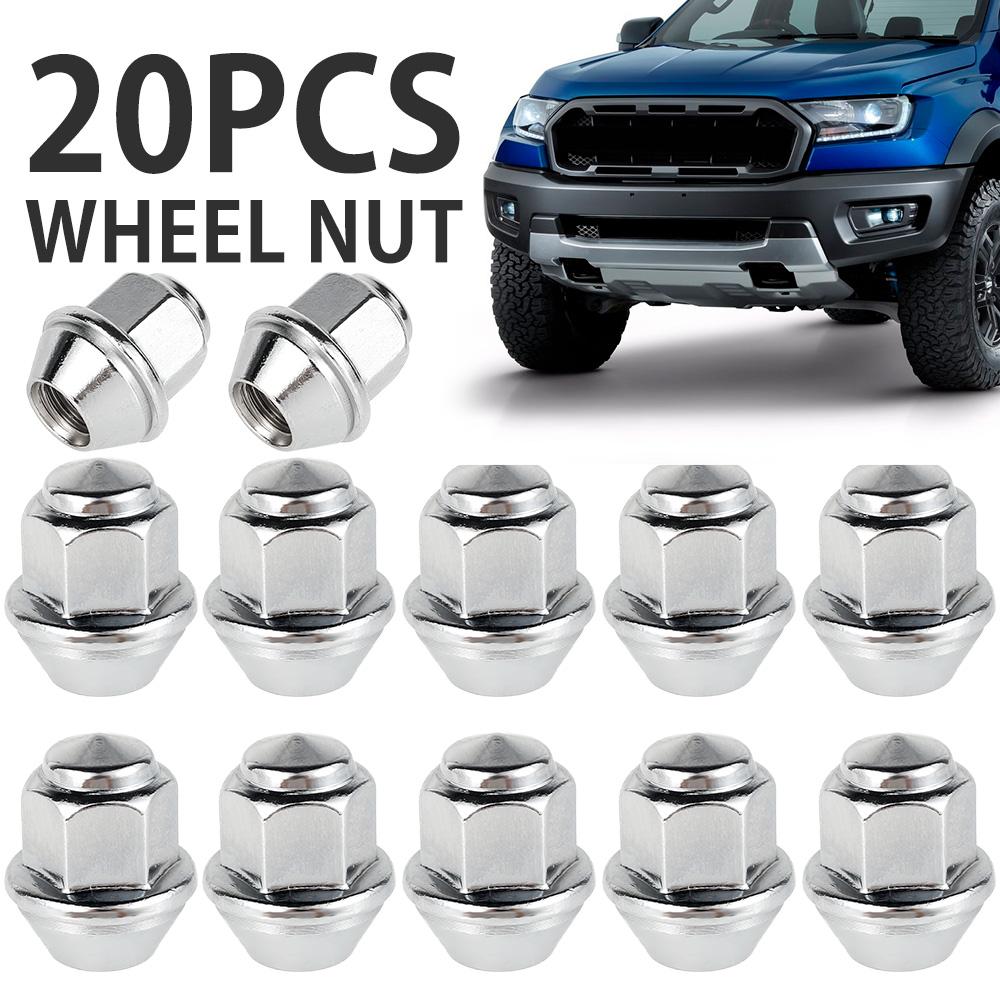 20Pcs Wheel Nuts For Ford Wheels M12x1.5 19mm Hex Wheel Nuts 60 Degree Taper Carbon Steel Plated Nuts Replacement OEM 1678260