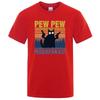 Pew Pew Madafakas Tshirt Men Short Sleeve Novelty Funny Cat T Shirt Vintage Summer Tops Shirts Tee T-Shirt Crew Neck Streetwear