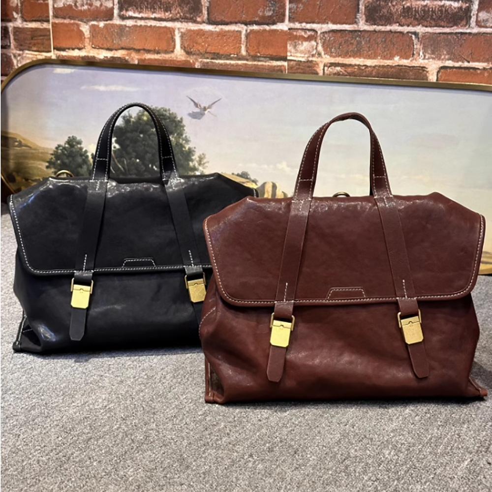 Nowe Skórzane Torby Męskie i Damskie Duża Pojemność Retro Casual Dojazdy Torba Tote na Komputer Ręczna Jednoramienna Listonoszka