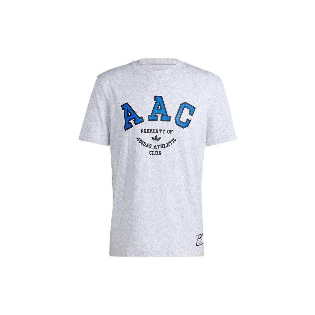 Adidas Originals Logo Print Round Neck Short Sleeve T-Shirt Men Tops Grey IM4572