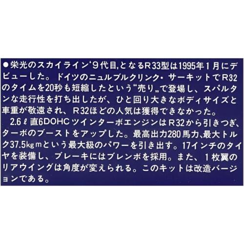 Micro Ace 1/32 Owners Club '95 Skyline R33 GT-R (modified) Plastic Model No. 38