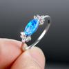 Cushion Cut Square Rainbow White Fire Opal Rings For Women Gold Horse Eye Zircon Charm Leaf Wedding Bands Party Jewelry CZ