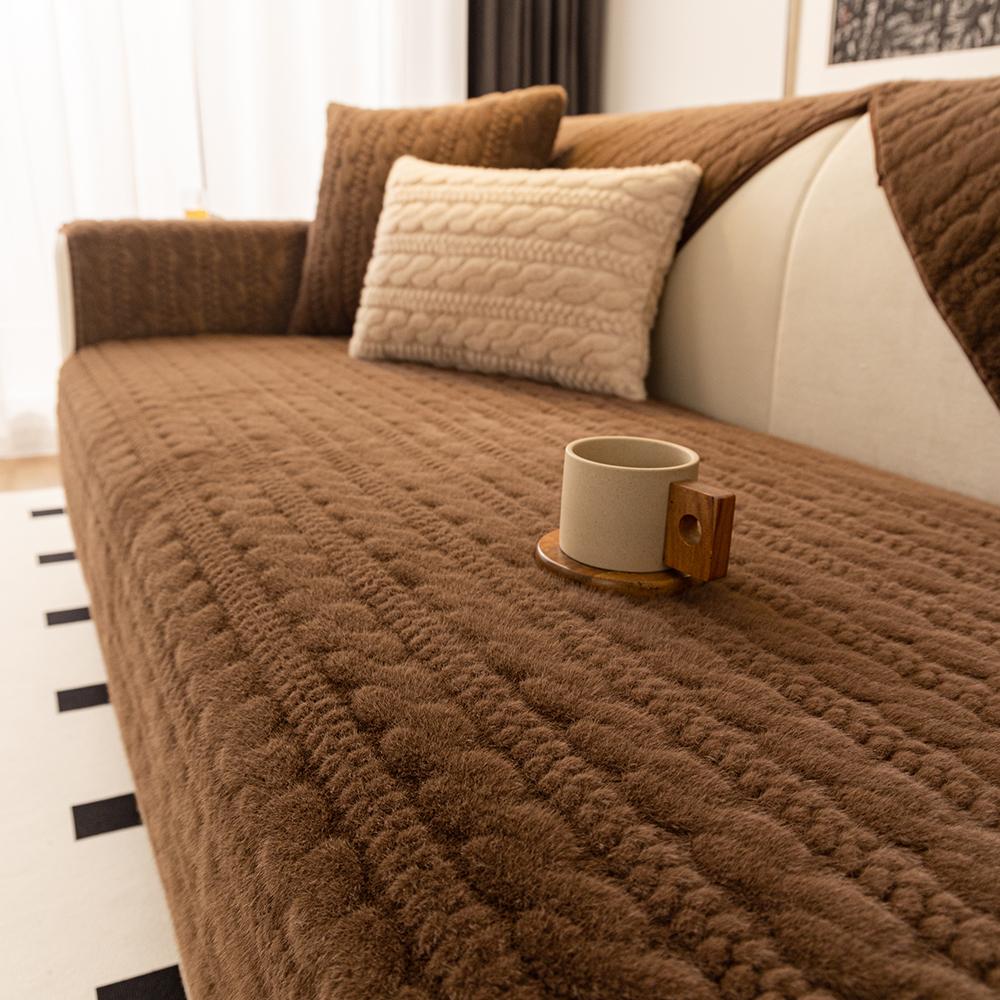 

Роскошный плюшевый чехол для дивана из искусственного меха, зимнее теплое полотенце в форме пузыря, подушка, супермягкий пушистый бархатный чехол для домашнего декора 70*70cm кофейный