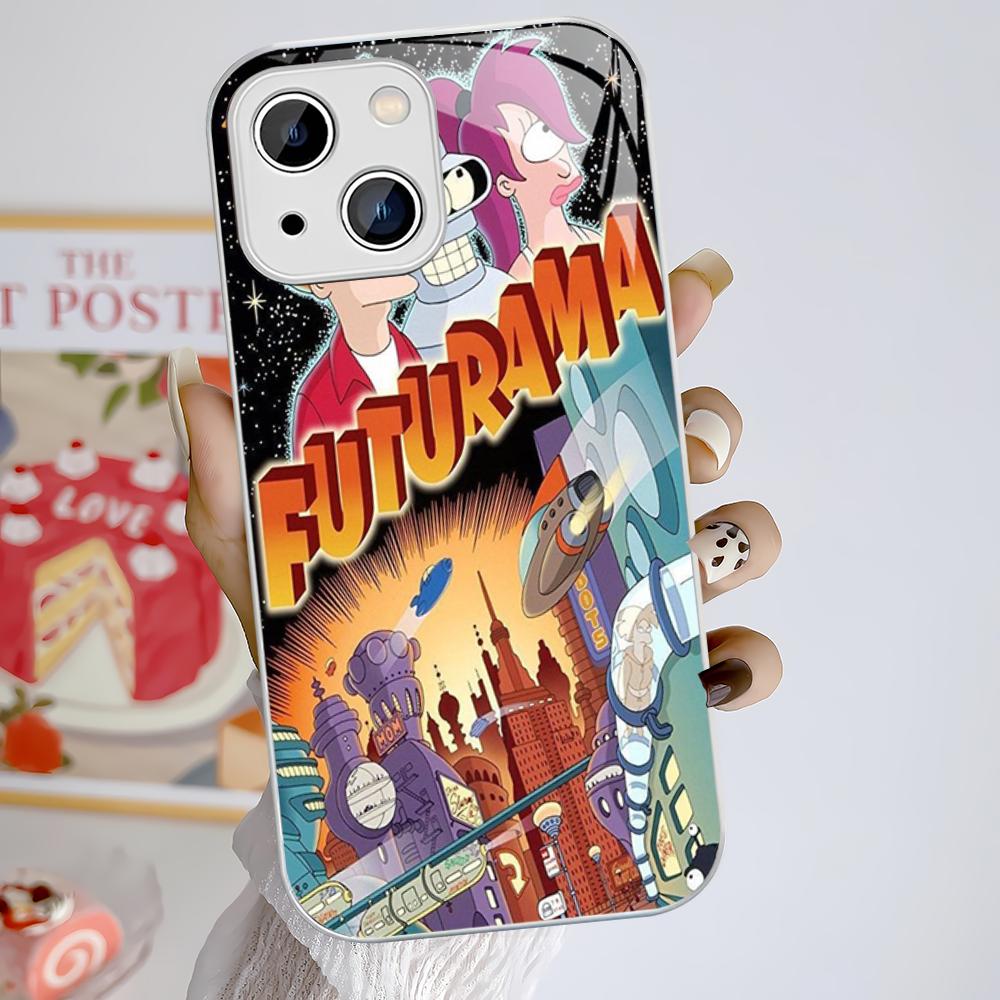 F-Futurama-Bender Art Phone Case Tempered Glass For Iphone 14 13 12 11 Pro Mini XS MAX 14Plus X XS XR Cover