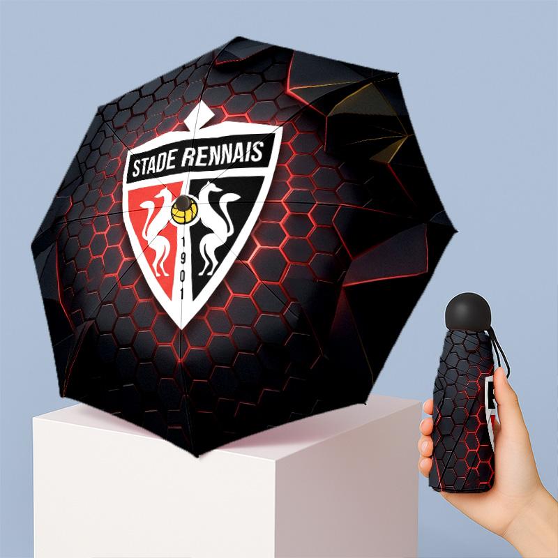 Stade Rennais FC Mini 5 Fold Pocket Umbrella Compact Lightweight Anti UV Rain Sun Protection Umbrella Portable Travel Umbrella