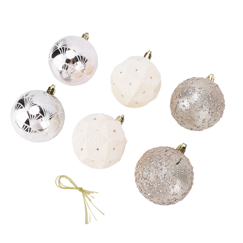 6PCS Velvet Xmas Balls Set 3.1 Inch PVC Flocked Hanging Xmas Ball Tree Ornament Decoration for Holiday Party Decor