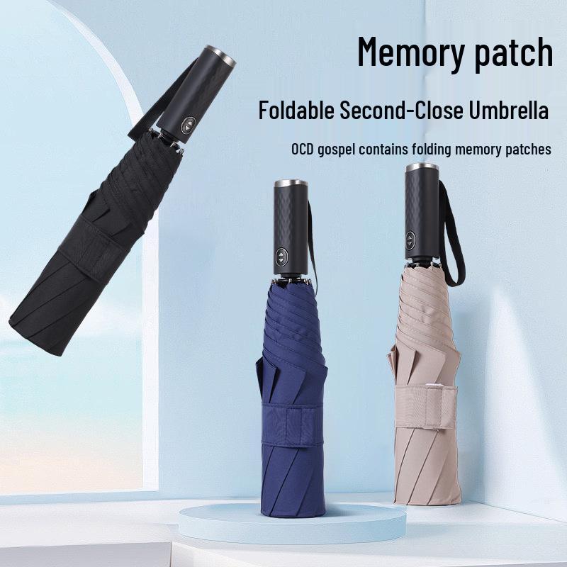 8-Rib Automatic Crease-Free Umbrella: Durable, Reinforced, and Folding for All Weather.